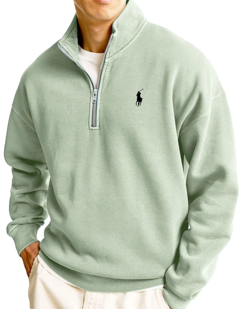 Urbanoval™ R&L Casual Sweatshirt for Men with Stand Collar and Half-Zip Closure