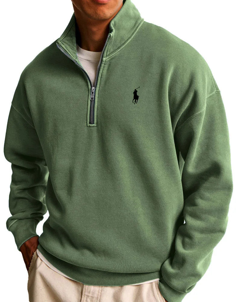 Urbanoval™ R&L Casual Sweatshirt for Men with Stand Collar and Half-Zip Closure