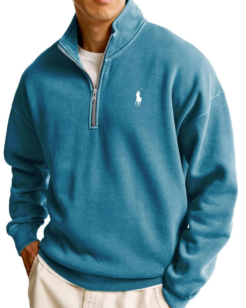 Urbanoval™ R&L Casual Sweatshirt for Men with Stand Collar and Half-Zip Closure